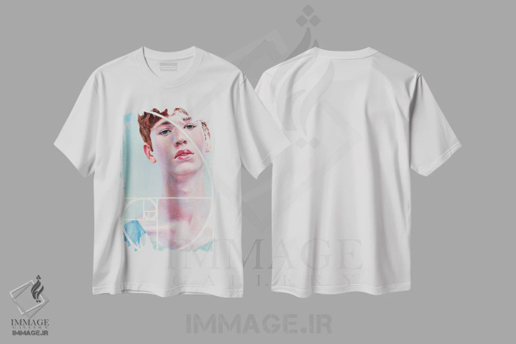 تیشرت سفید طرح دار نسبت طلایی، هنر فاخر معاصر اثر الکساندر بالبیشف | immage.ir