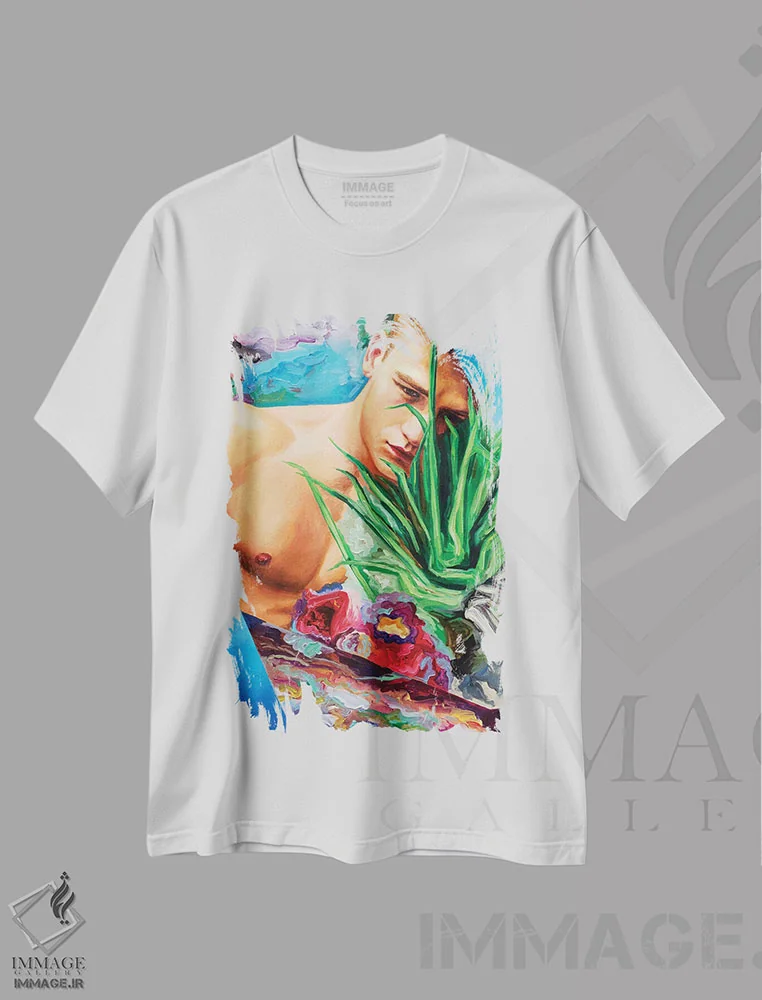 تیشرت سفید طرح دار آدم، هنر فاخر معاصر اثر الکساندر بالبیشف | فروشگاه ایماژ