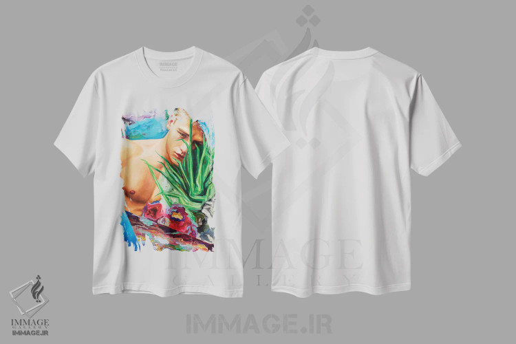 تیشرت سفید طرح دار آدم، هنر فاخر معاصر اثر الکساندر بالبیشف | فروشگاه ایماژ