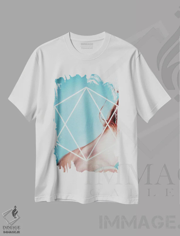 تیشرت سفید طرح دار شش ضلعی، هنر فاخر معاصر اثر الکساندر بالبیشف | فروشگاه ایماژ