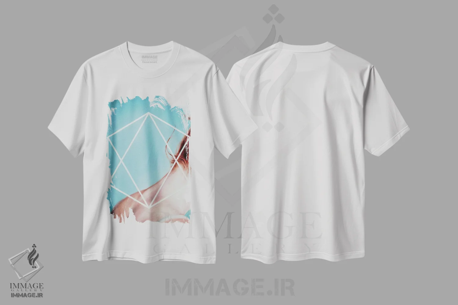 تیشرت سفید طرح دار شش ضلعی، هنر فاخر معاصر اثر الکساندر بالبیشف | فروشگاه ایماژ