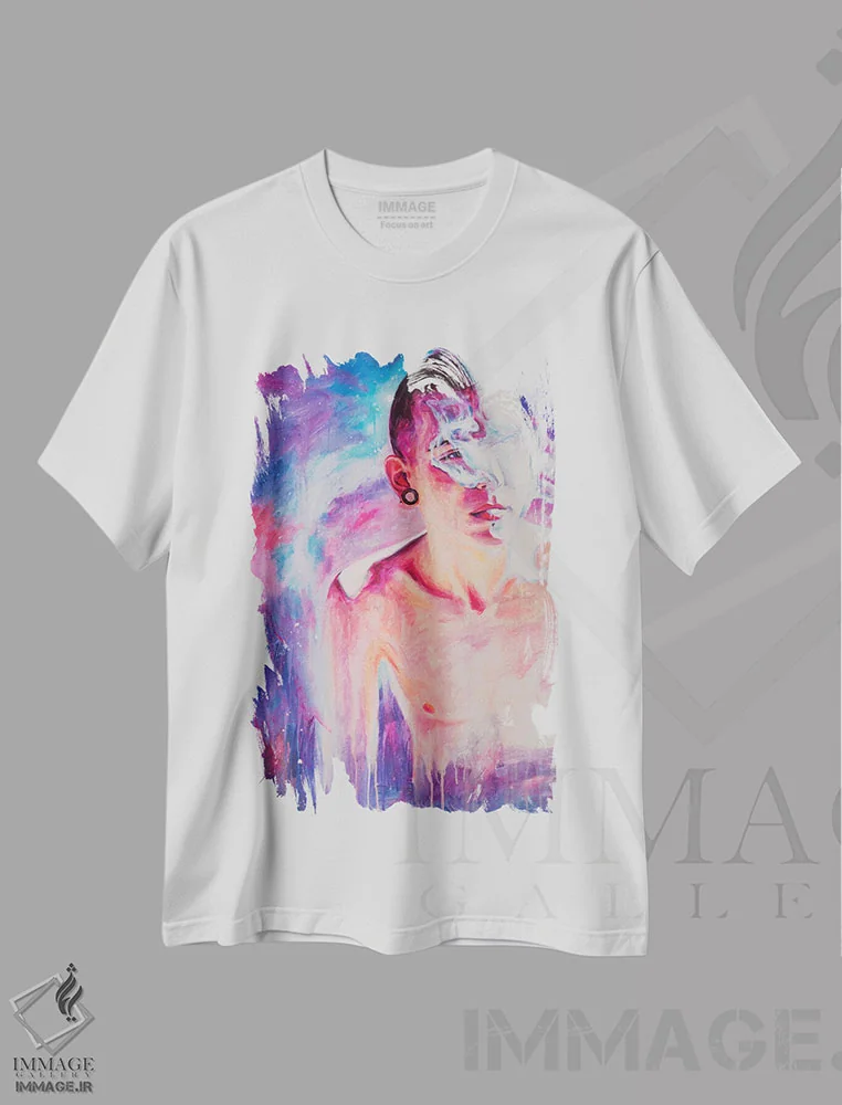 تیشرت سفید طرح دار سحابی، هنر فاخر معاصر اثر الکساندر بالبیشف | فروشگاه ایماژ