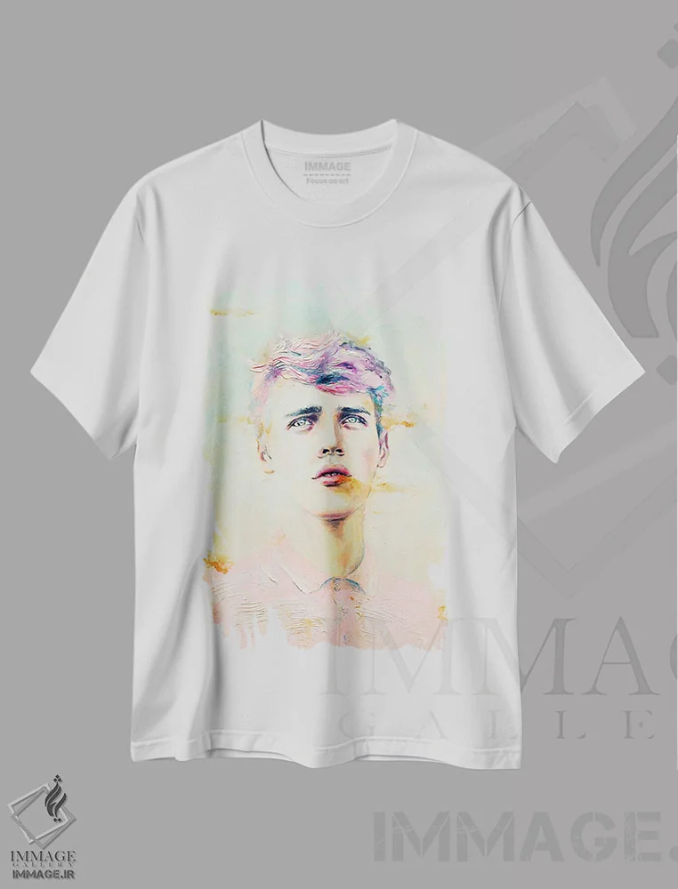 تیشرت سفید طرح دار صدف گون، هنر فاخر معاصر اثر الکساندر بالبیشف | immage.ir
