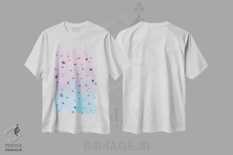 تیشرت سفید طرح دار ستارگان صبحگاهی، آبستره اثر الکساندر بالبیشف | فروشگاه ایماژ