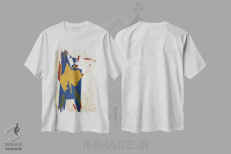تیشرت سفید طرح دار مرد اثر الکساندر بالبیشف | immage.ir