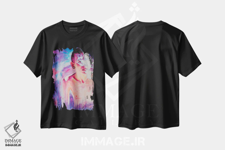 تیشرت مشکی طرح دار سحابی، هنر فاخر معاصر اثر الکساندر بالبیشف | immage.ir