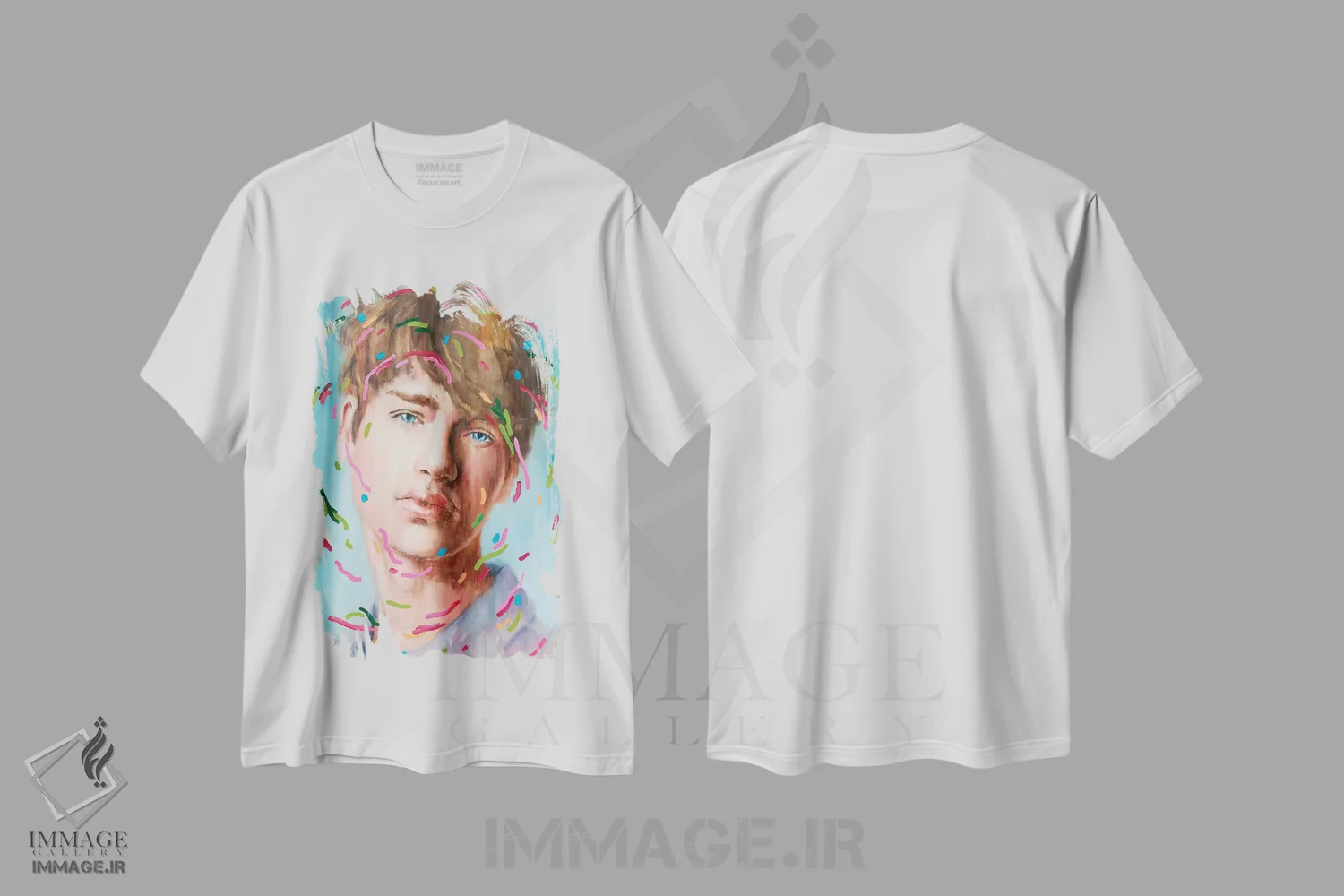 تیشرت سفید طرح دار نیکلاس، هنر فاخر معاصر اثر الکساندر بالبیشف | immage.ir