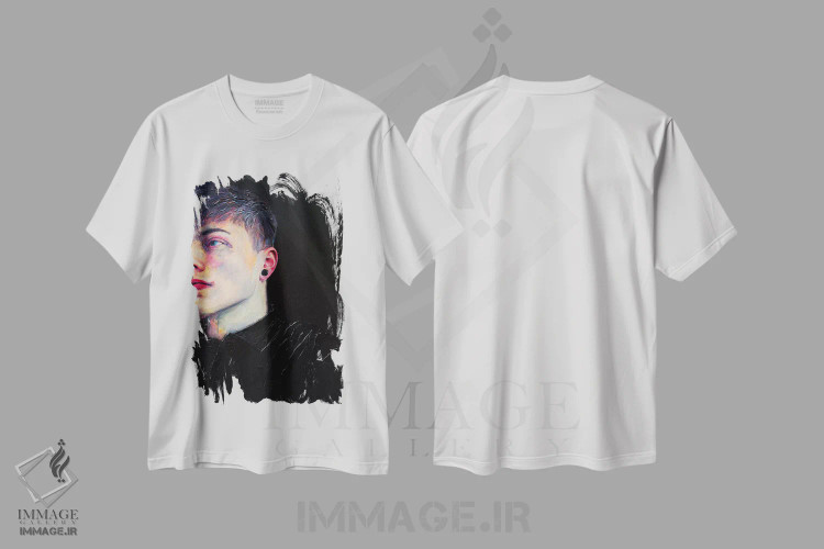 تیشرت سفید طرح دار سیاه، هنر فاخر معاصر اثر الکساندر بالبیشف | فروشگاه ایماژ
