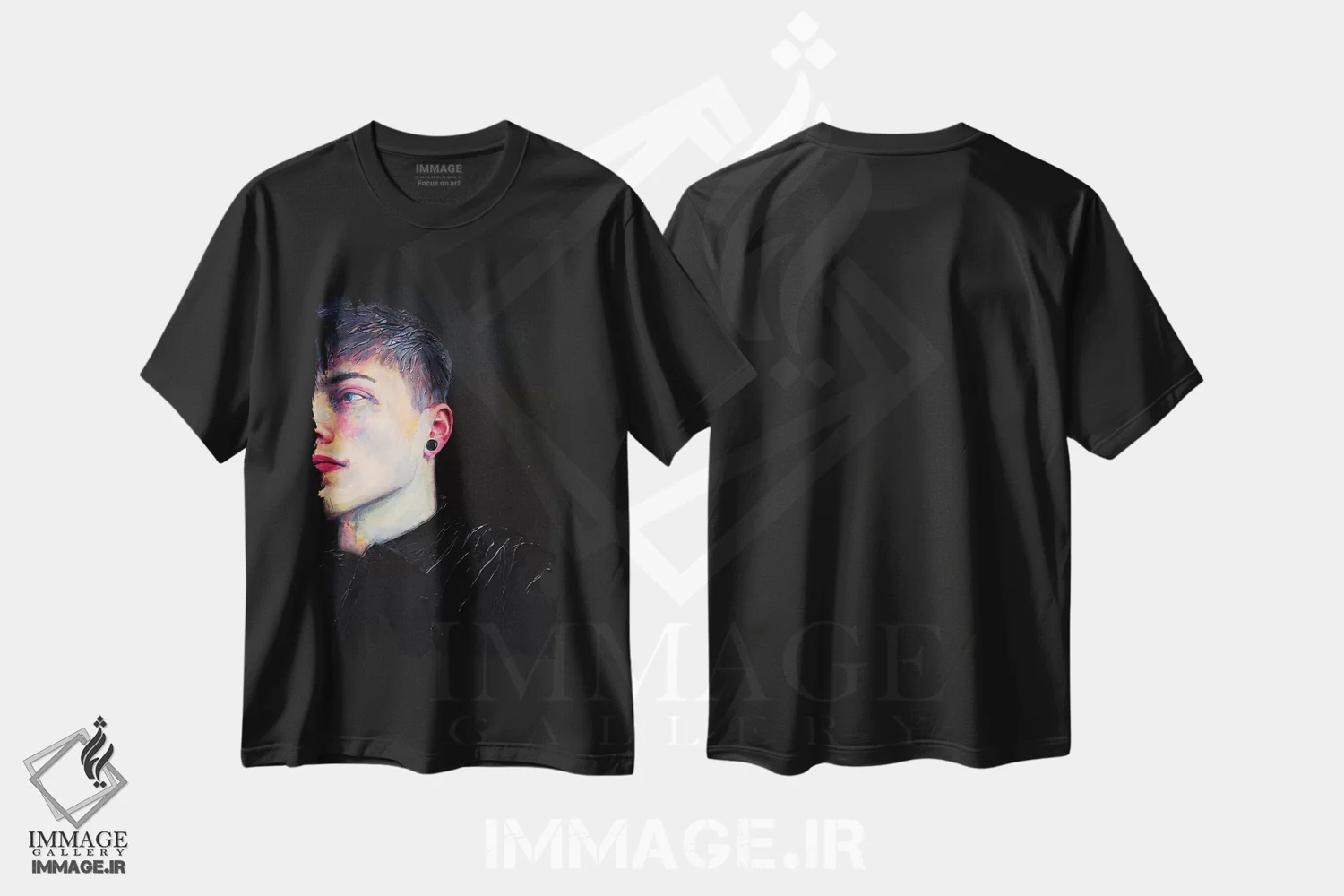 تیشرت مشکی طرح دار سیاه، هنر فاخر معاصر اثر الکساندر بالبیشف | immage.ir