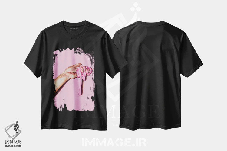 تیشرت مشکی طرح دار ماده صورتی، هنر فاخر معاصر اثر الکساندر بالبیشف | فروشگاه ایماژ
