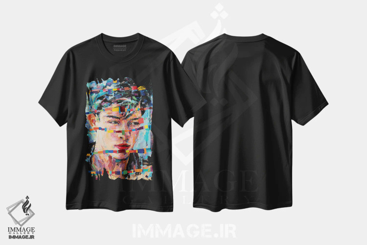 تیشرت مشکی طرح دار مارگونه، هنر فاخر معاصر اثر الکساندر بالبیشف | فروشگاه ایماژ