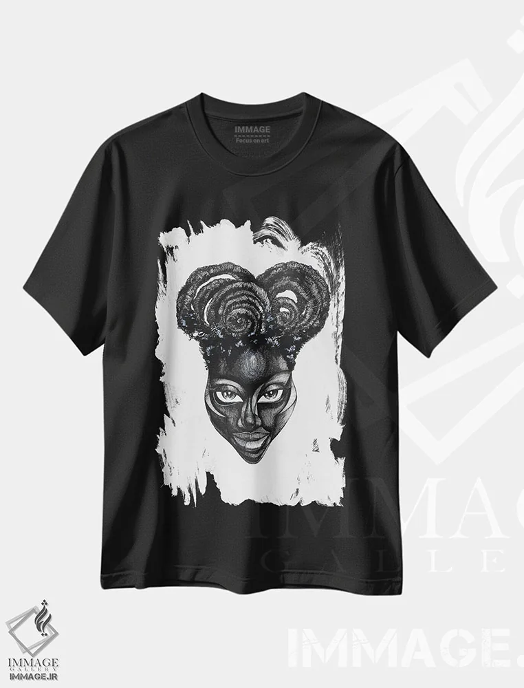 تیشرت مشکی طرح دار باشکوه، هنر آمریکایی آفریقایی تبار اثر جیسون اوبرایان | فروشگاه ایماژ