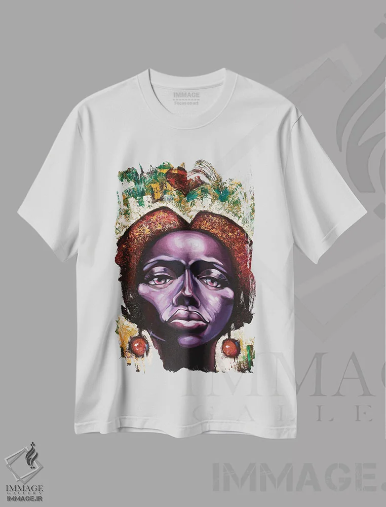 تیشرت سفید طرح دار قلب گیلاس، هنر آمریکایی آفریقایی تبار اثر جیسون اوبرایان | فروشگاه ایماژ