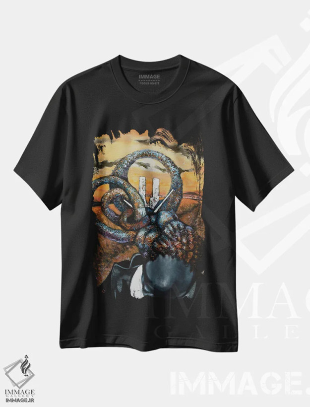 تیشرت مشکی طرح دار سرنگتی آبی، هنر آمریکایی آفریقایی تبار اثر جیسون اوبرایان | فروشگاه ایماژ