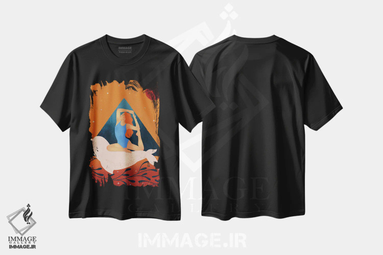 تیشرت مشکی طرح دار دختر بلوقا، دکور بوهمی اثر اولیویا بورکی | فروشگاه ایماژ
