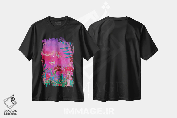 تیشرت مشکی طرح دار جادو در چمنزار، هنر دیجیتال اثر اولیویا بورکی | immage.ir