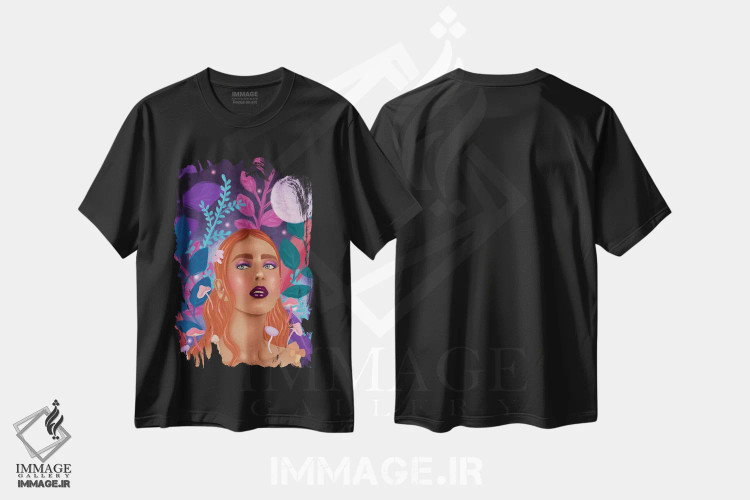 تیشرت مشکی طرح دار پری قارچی، هنر دیجیتال اثر اولیویا بورکی | فروشگاه ایماژ