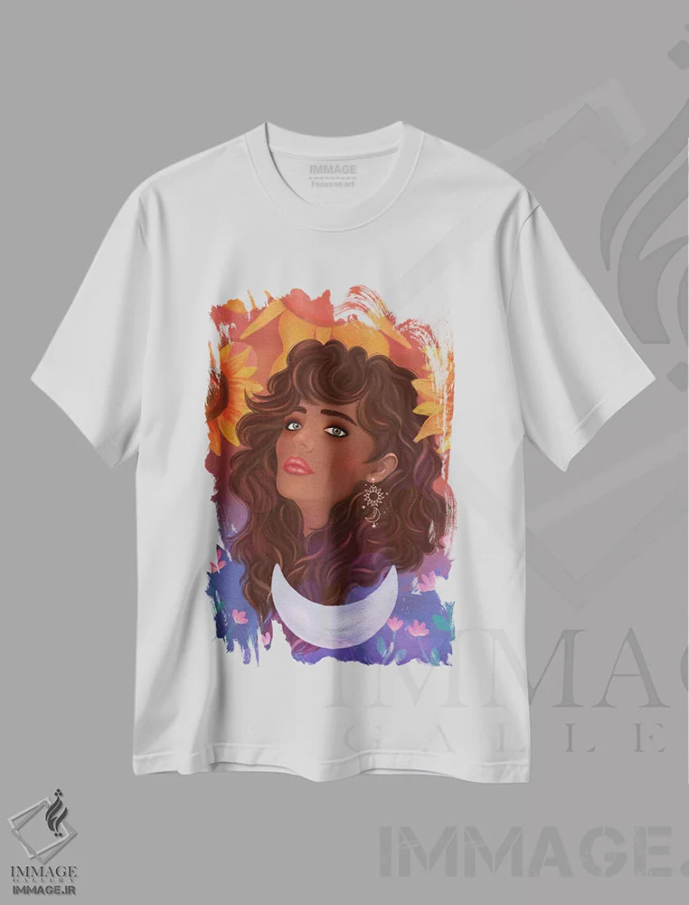 تیشرت سفید طرح دار چنان که در بالا، همان گونه در پایین، هنر دیجیتال اثر اولیویا بورکی | فروشگاه ایماژ