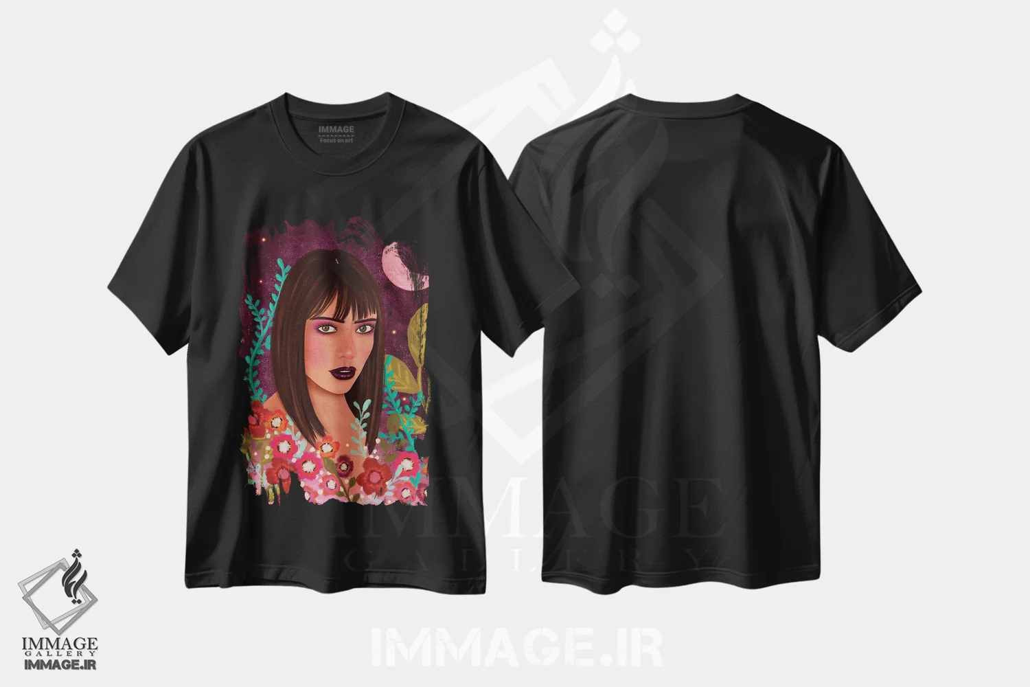 تیشرت مشکی طرح دار جادو در هوا، هنر دیجیتال اثر اولیویا بورکی | فروشگاه ایماژ