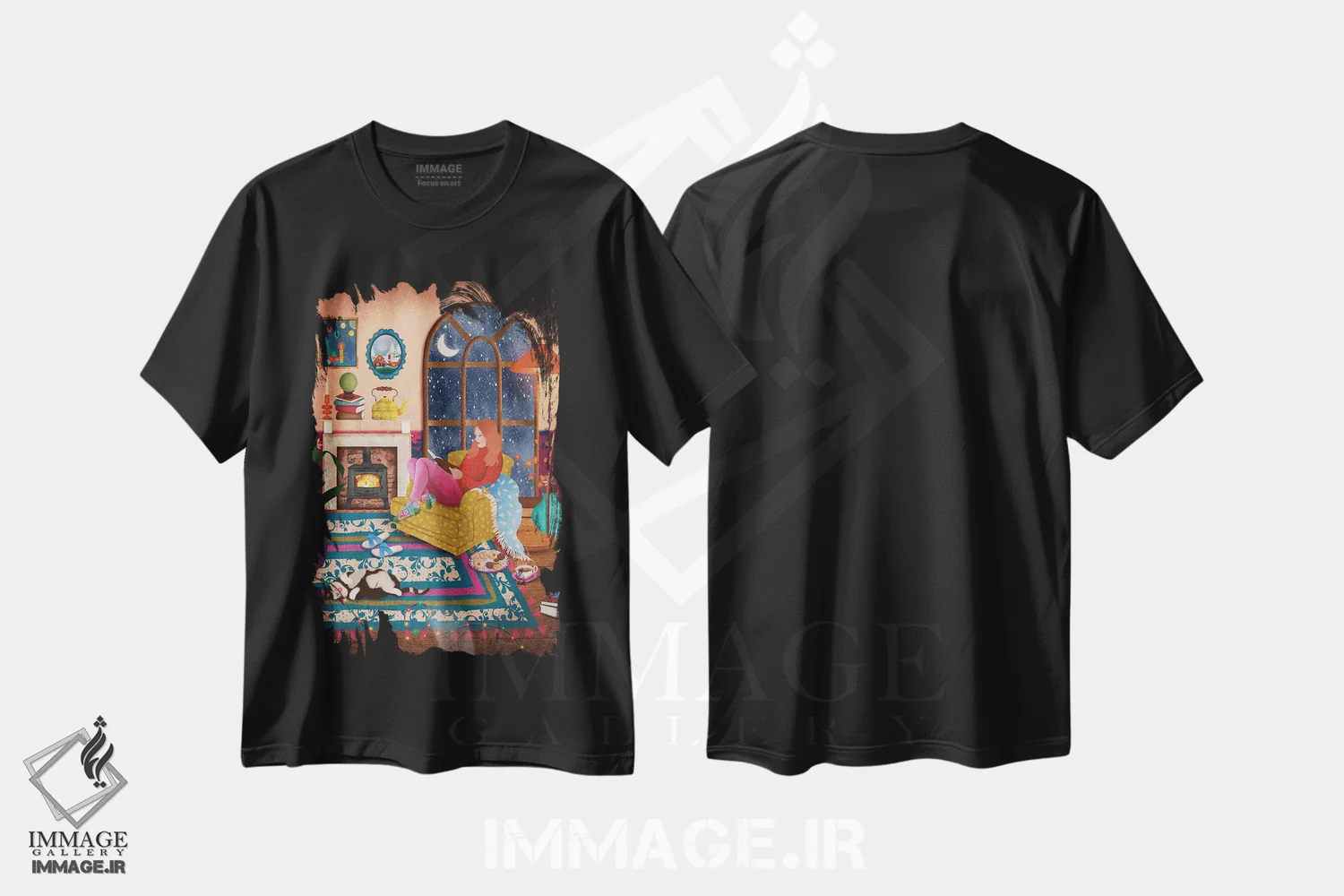 تیشرت مشکی طرح دار دل نشینی زمستانی، مدیوم اثر اولیویا بورکی | immage.ir