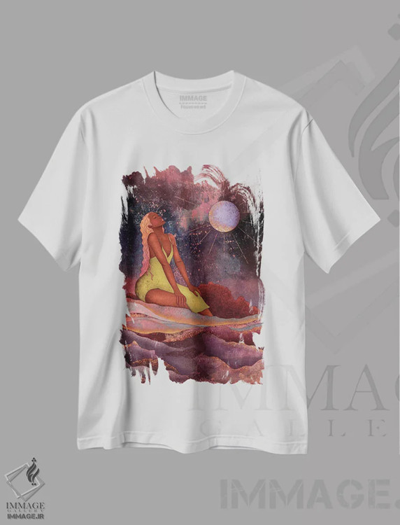 تیشرت سفید طرح دار متصل، مدیوم اثر اولیویا بورکی | immage.ir