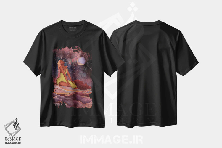 تیشرت مشکی طرح دار متصل، مدیوم اثر اولیویا بورکی | فروشگاه ایماژ