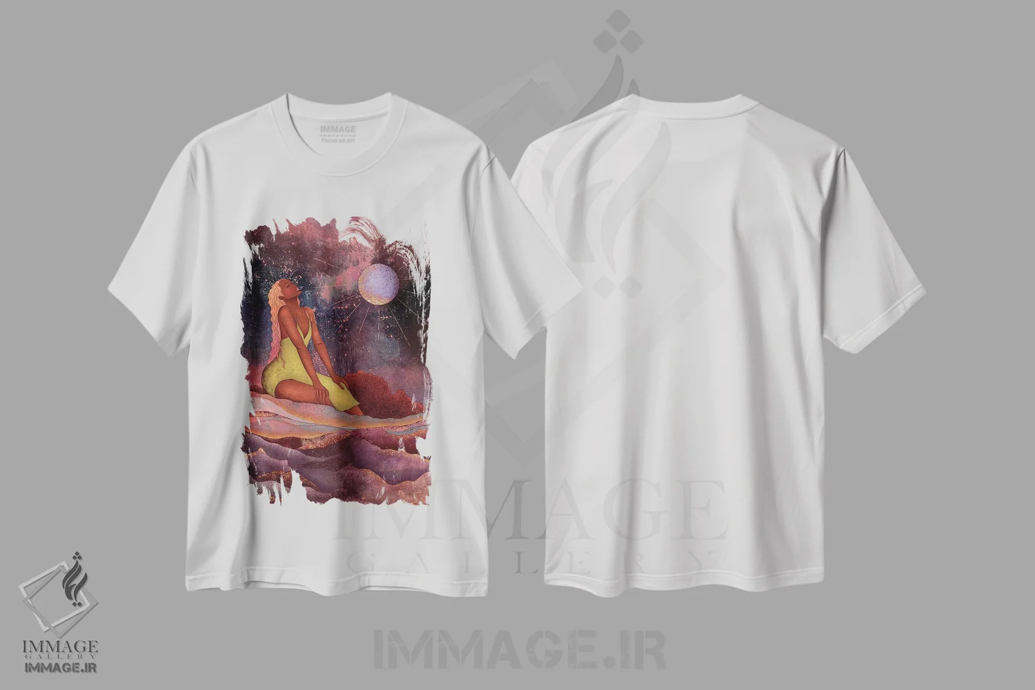 تیشرت سفید طرح دار متصل، مدیوم اثر اولیویا بورکی | immage.ir