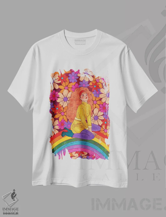 تیشرت سفید طرح دار دختر قدرت گل ها، تزئینی اثر اولیویا بورکی | فروشگاه ایماژ