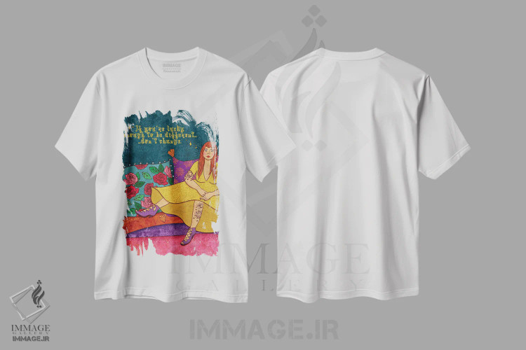 تیشرت سفید طرح دار خوشحال از متفاوت بودن، دکور بوهمی اثر اولیویا بورکی | immage.ir