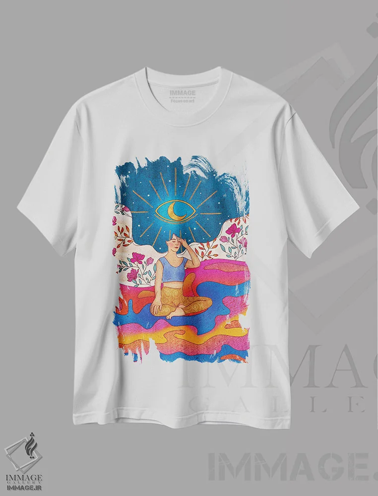 تیشرت سفید طرح دار زنِ دوراندیش، دکوراسیون جایگزین اثر اولیویا بورکی | فروشگاه ایماژ