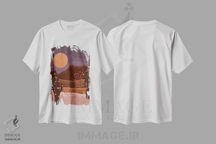 تیشرت سفید طرح دار بیابان شکوفا، دکور بوهمی اثر اولیویا بورکی | immage.ir