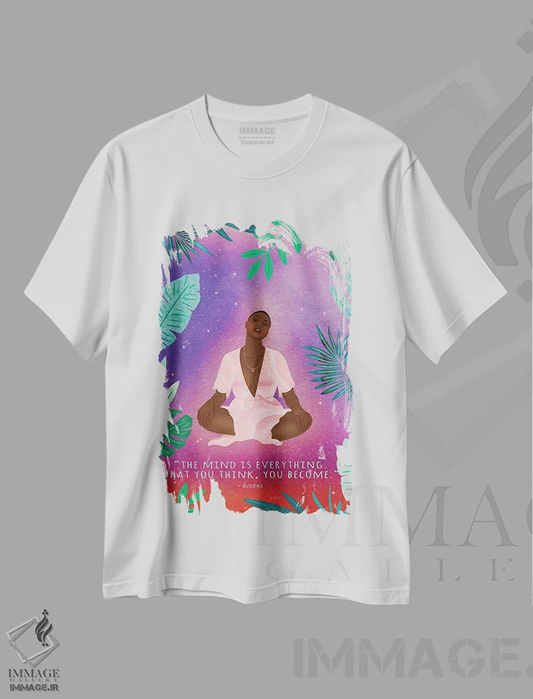 تیشرت سفید طرح دار تو همان می شوی که می اندیشی، هنر آمریکایی آفریقایی تبار اثر اولیویا بورکی | immage.ir