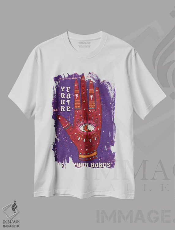 تیشرت سفید طرح دار سرنوشتت در دستان توست، هنر آمریکایی آفریقایی تبار اثر اولیویا بورکی | فروشگاه ایماژ