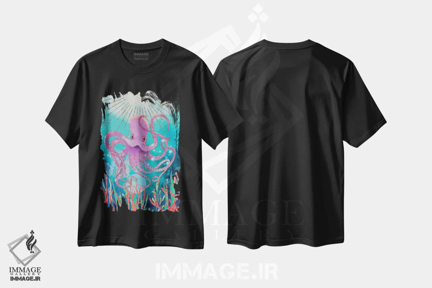 تیشرت مشکی طرح دار جادوی اختاپوس، هنر دیجیتال اثر اولیویا بورکی | immage.ir