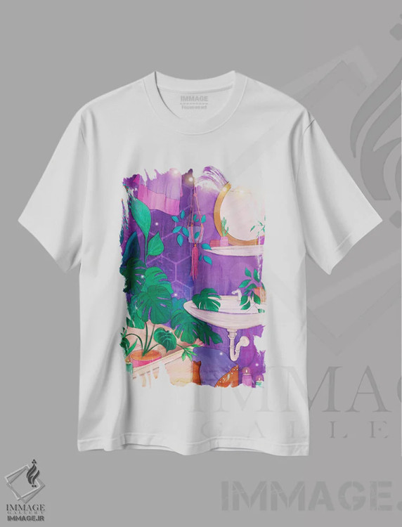 تیشرت سفید طرح دار جادوی حمام، تزئینی اثر اولیویا بورکی | فروشگاه ایماژ