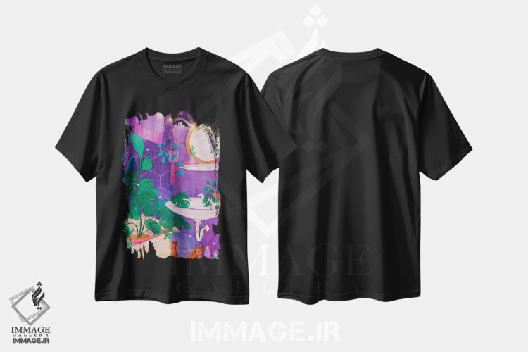 تیشرت مشکی طرح دار جادوی حمام، تزئینی اثر اولیویا بورکی | immage.ir