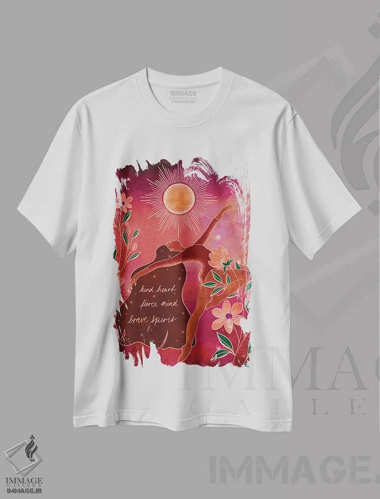 تیشرت سفید طرح دار روح شجاع، هنر دیجیتال اثر اولیویا بورکی | immage.ir