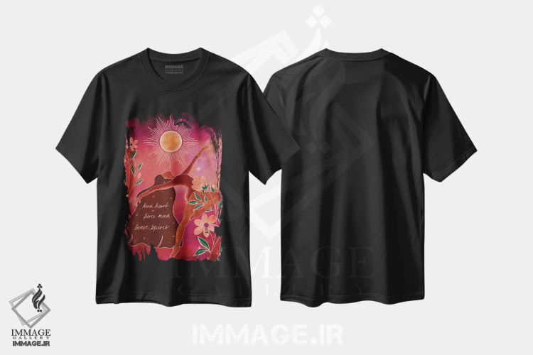 تیشرت مشکی طرح دار روح شجاع، هنر دیجیتال اثر اولیویا بورکی | فروشگاه ایماژ