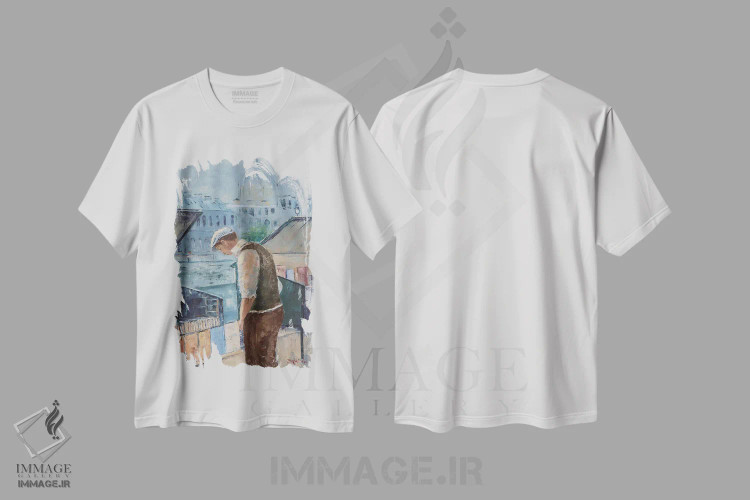 تیشرت سفید طرح دار بازار کتاب، هنر فاخر معاصر اثر اولنا بوگاتسکا | immage.ir