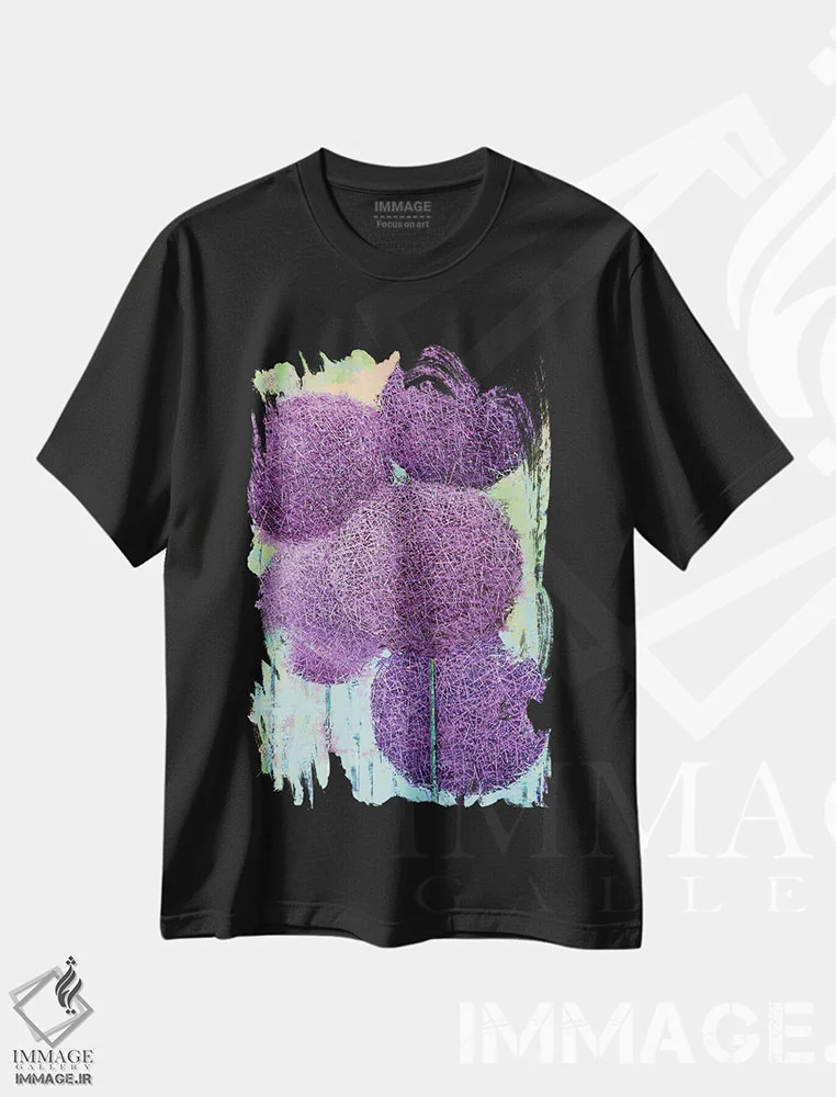تیشرت مشکی طرح دار آلیوم VI، آبستره اثر اولنا بوگاتسکا | immage.ir
