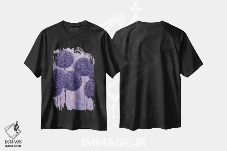 تیشرت مشکی طرح دار هندسه باغ ۲۰۲۱ شماره II، آبستره اثر اولنا بوگاتسکا | immage.ir