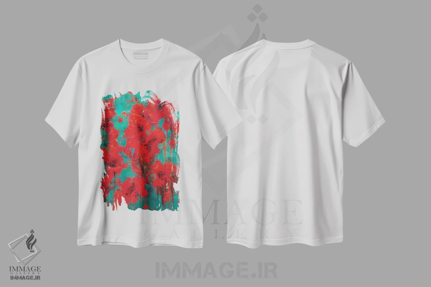 تیشرت سفید طرح دار گل های قرمز ۲۰۲۲، آبستره اثر اولنا بوگاتسکا | immage.ir