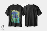 تیشرت مشکی طرح دار شقایق های آبی I، آبستره اثر اولنا بوگاتسکا | immage.ir