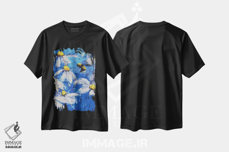 تیشرت مشکی طرح دار گل مروارید II، آبستره اثر اولنا بوگاتسکا | فروشگاه ایماژ