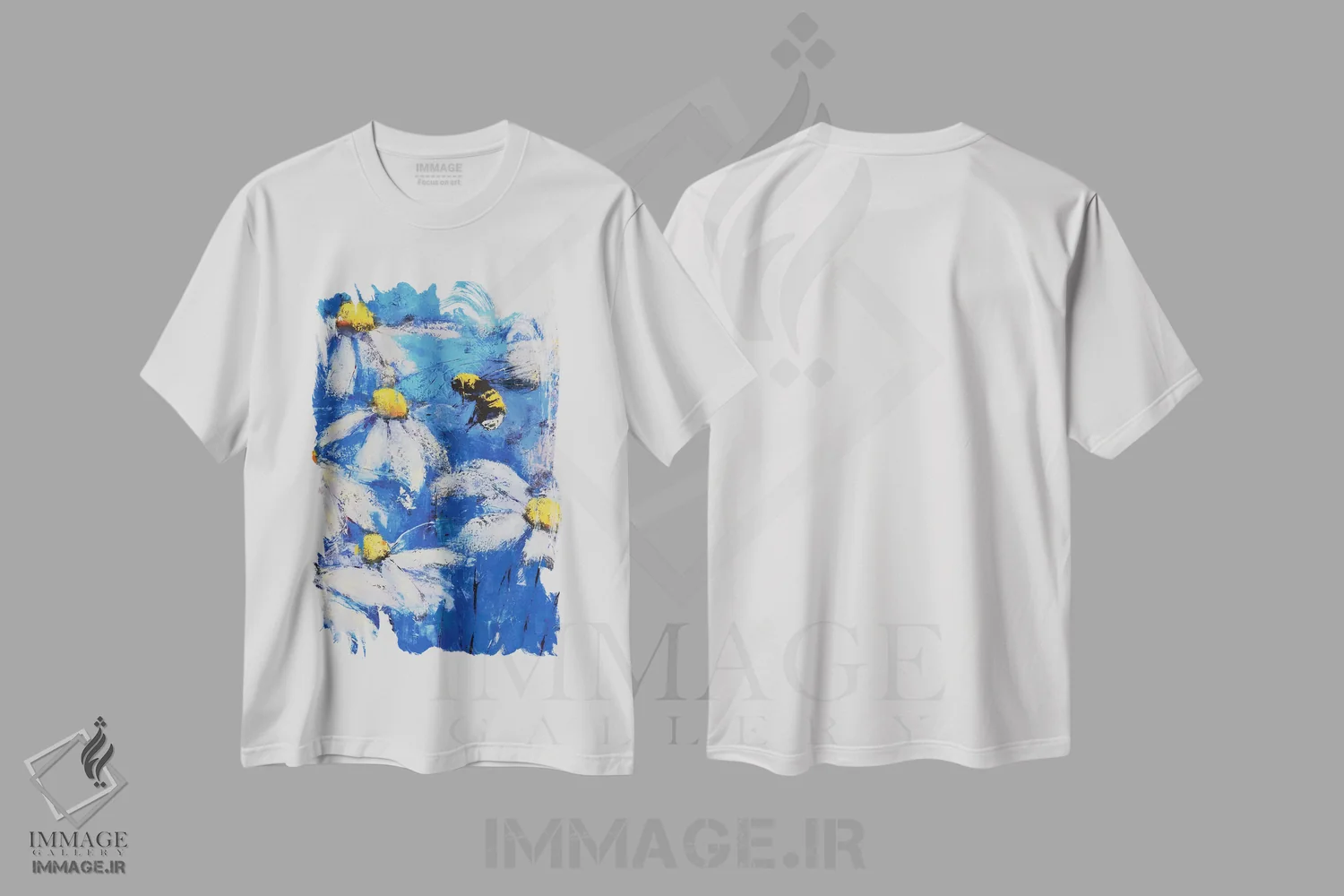 تیشرت سفید طرح دار گل مروارید II، آبستره اثر اولنا بوگاتسکا | immage.ir