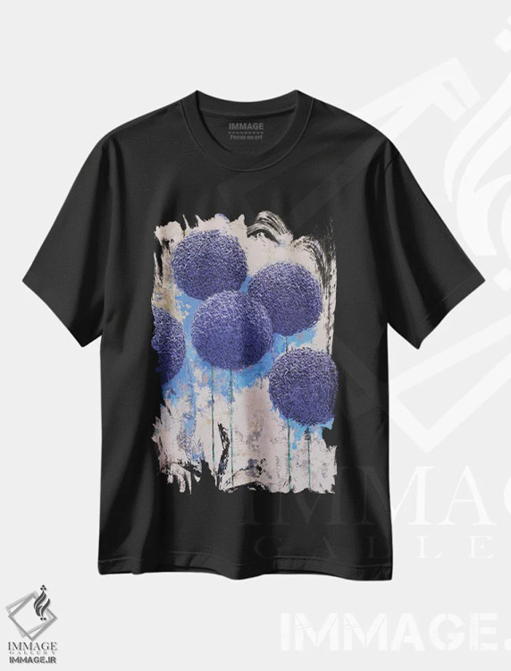 تیشرت مشکی طرح دار هندسه باغ II، آبستره اثر اولنا بوگاتسکا | فروشگاه ایماژ