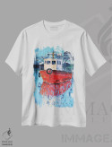 تیشرت سفید طرح دار یافا، آبستره اثر اولنا بوگاتسکا | فروشگاه ایماژ