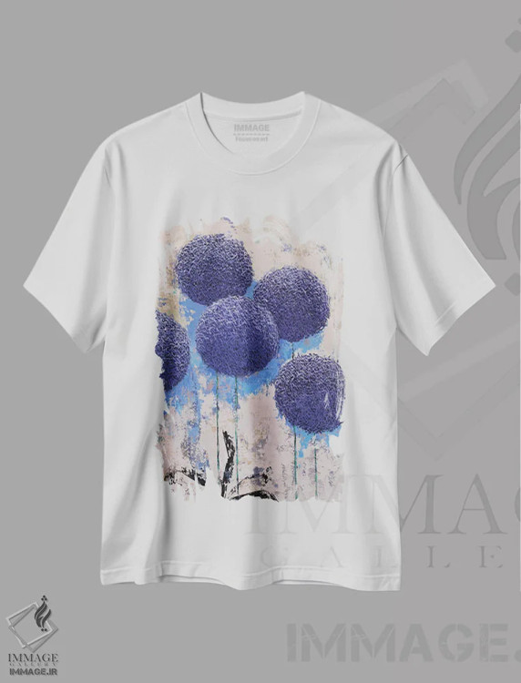 تیشرت سفید طرح دار هندسه باغ II، آبستره اثر اولنا بوگاتسکا | immage.ir