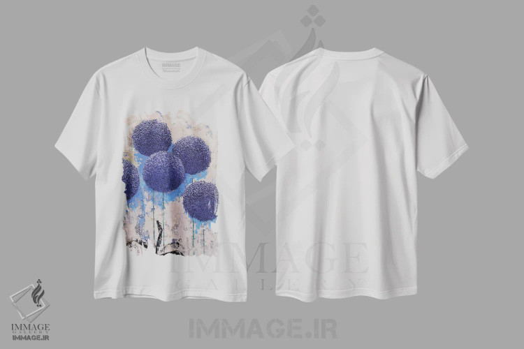 تیشرت سفید طرح دار هندسه باغ II، آبستره اثر اولنا بوگاتسکا | immage.ir