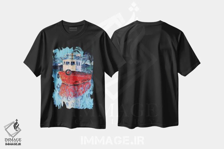 تیشرت مشکی طرح دار یافا، آبستره اثر اولنا بوگاتسکا | immage.ir